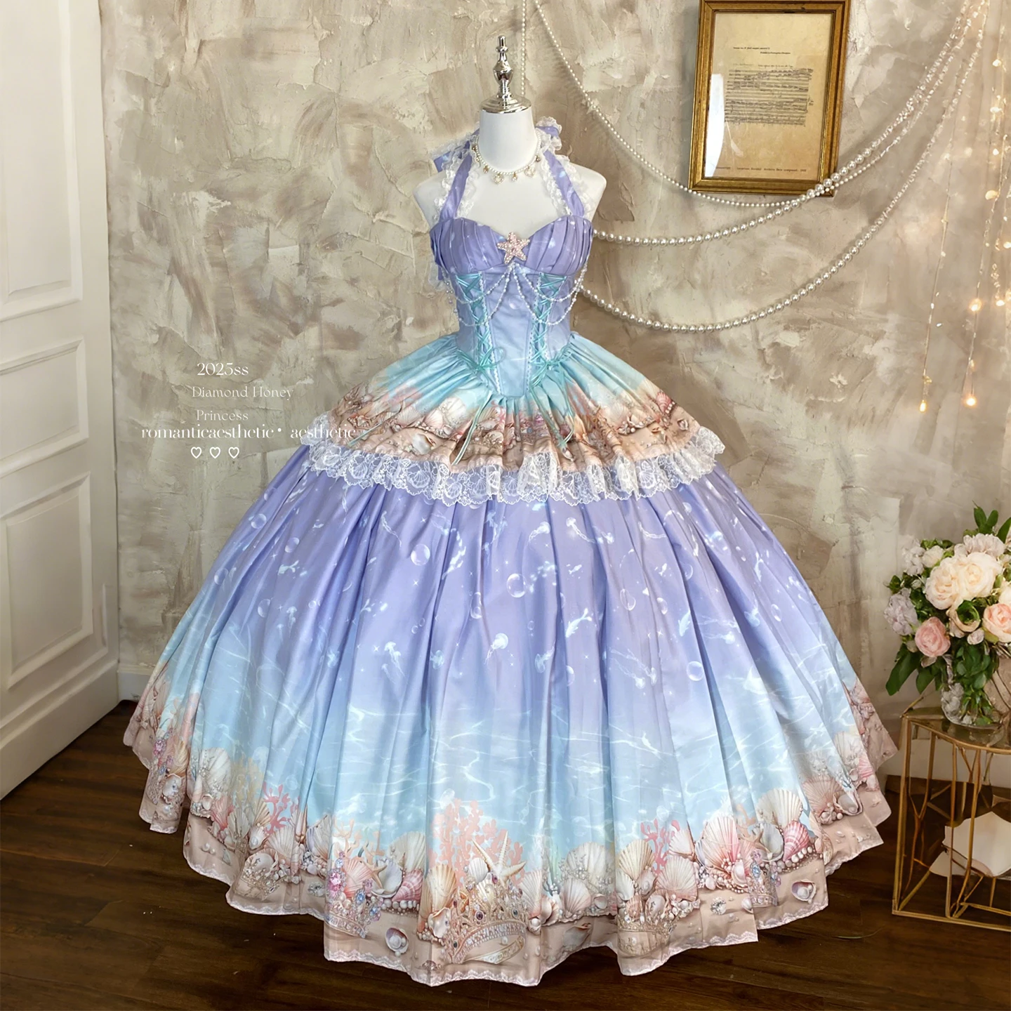 فساتين سهرة فرنسية رومانسية للسيدات 2025 فستان نسائي جديد عالي الخصر للتخسيس رائع أنيق عاري الكتفين فستان طويل على شكل كرة #6