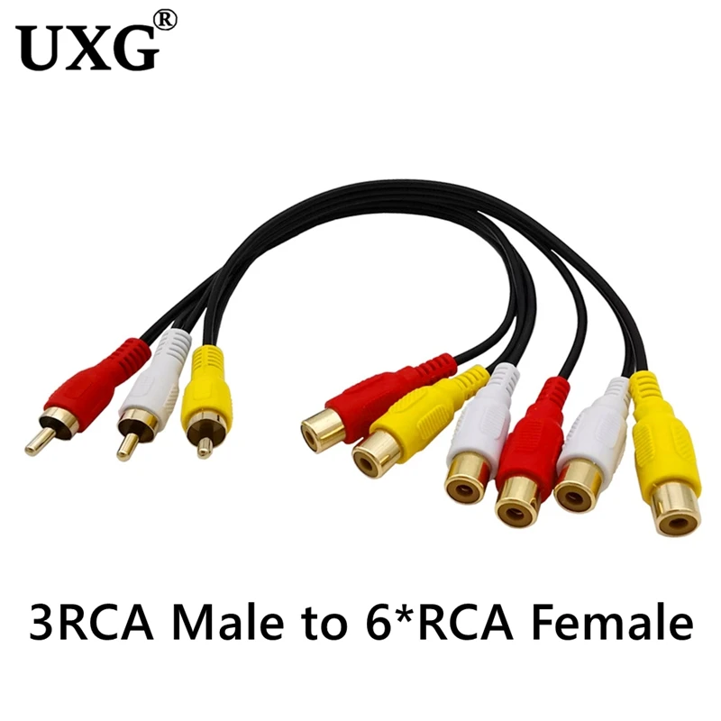 30cm Audio Video AV Adapter Cable for TV DVD Player Video Splitter HD-TV RCA Cable 3 RCA to 6RCA 9 RCA Male Female Plug Splitter