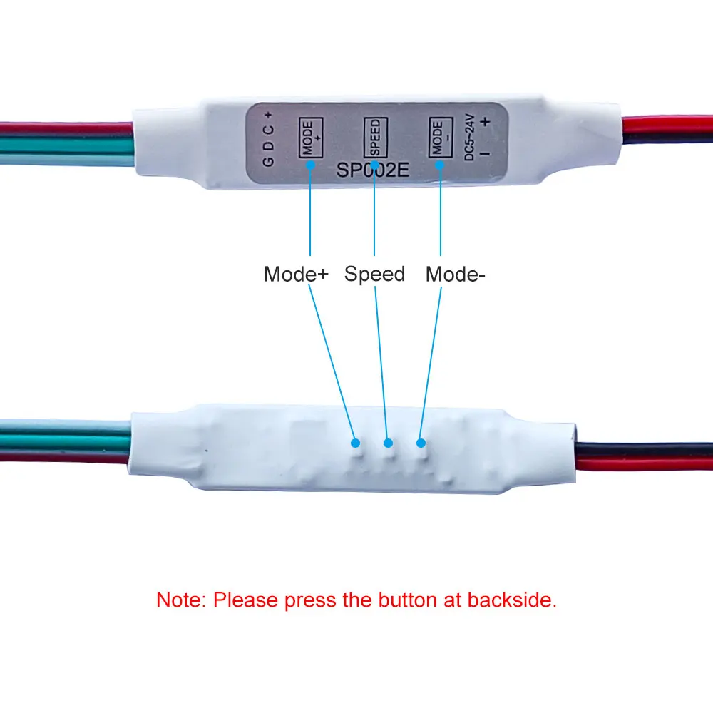 SP002E Mini 3Key LED Controller DC5-24V For RGBIC WS2812B WS2811 UCS1903 SK6812 Addressable Pixels LED Strip Lights 2048 Pixels