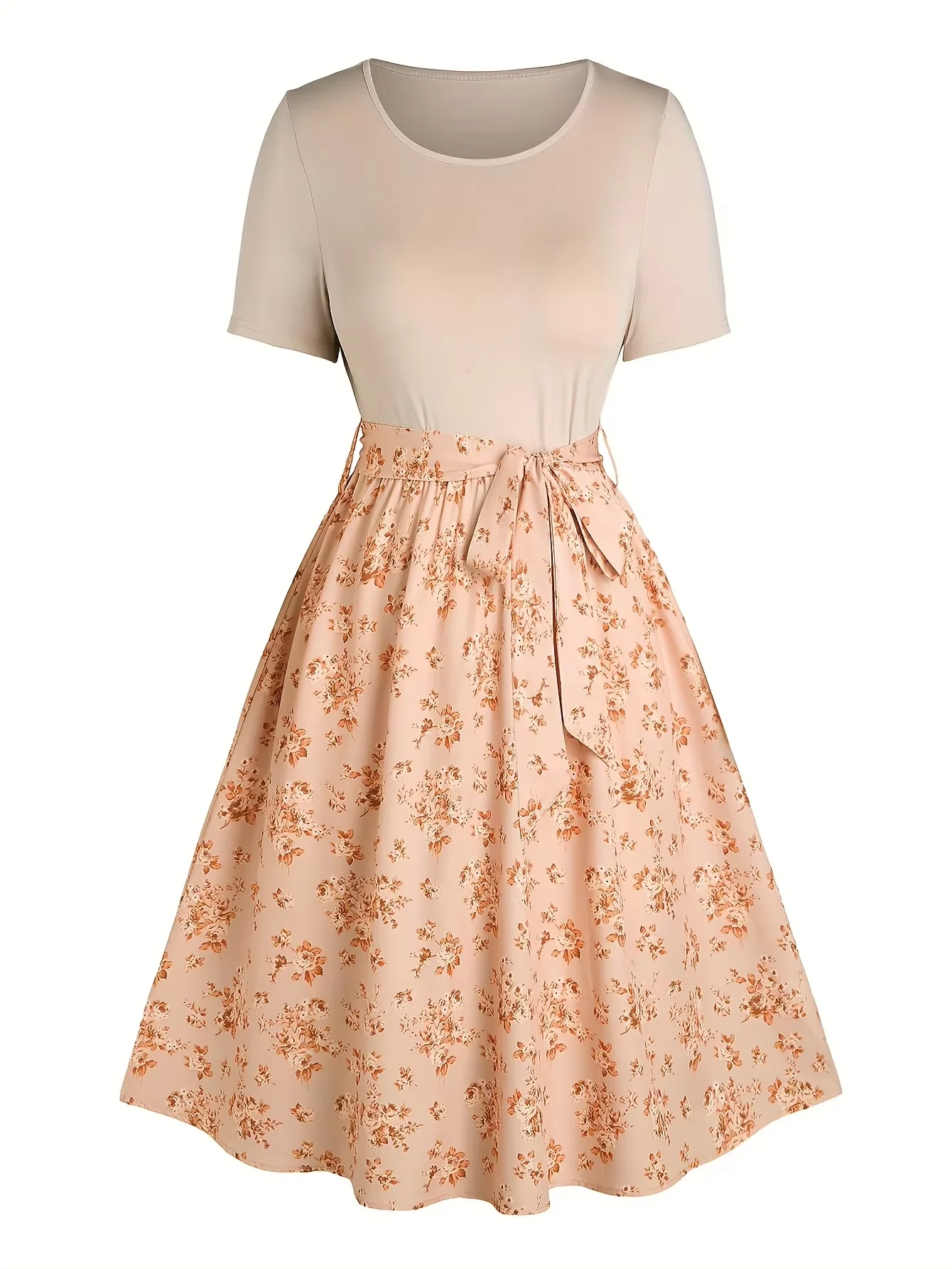 

Европейская и американская модная женская юбка А-силуэта больших размеров с завышенной талией, поясом на талии и платьем с цветочным принтом