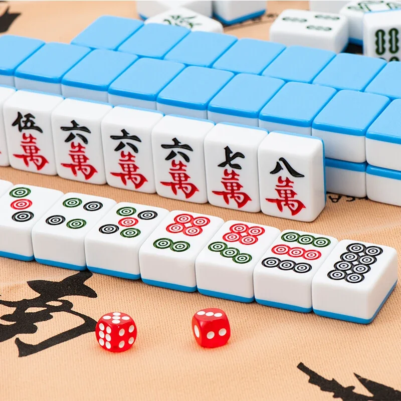 Perjalanan permainan Mahjong kecil keluarga pendidikan potongan mewah gading biru merah muda lucu permainan meja profesional Juego De Mesa dekorasi