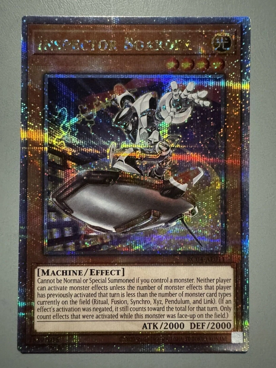 

Yugioh KONAMI Duel Monsters RC04-AE011 Inspector Boarder 25th Quarter Century Secret Rare Asian English Collection Mint Card