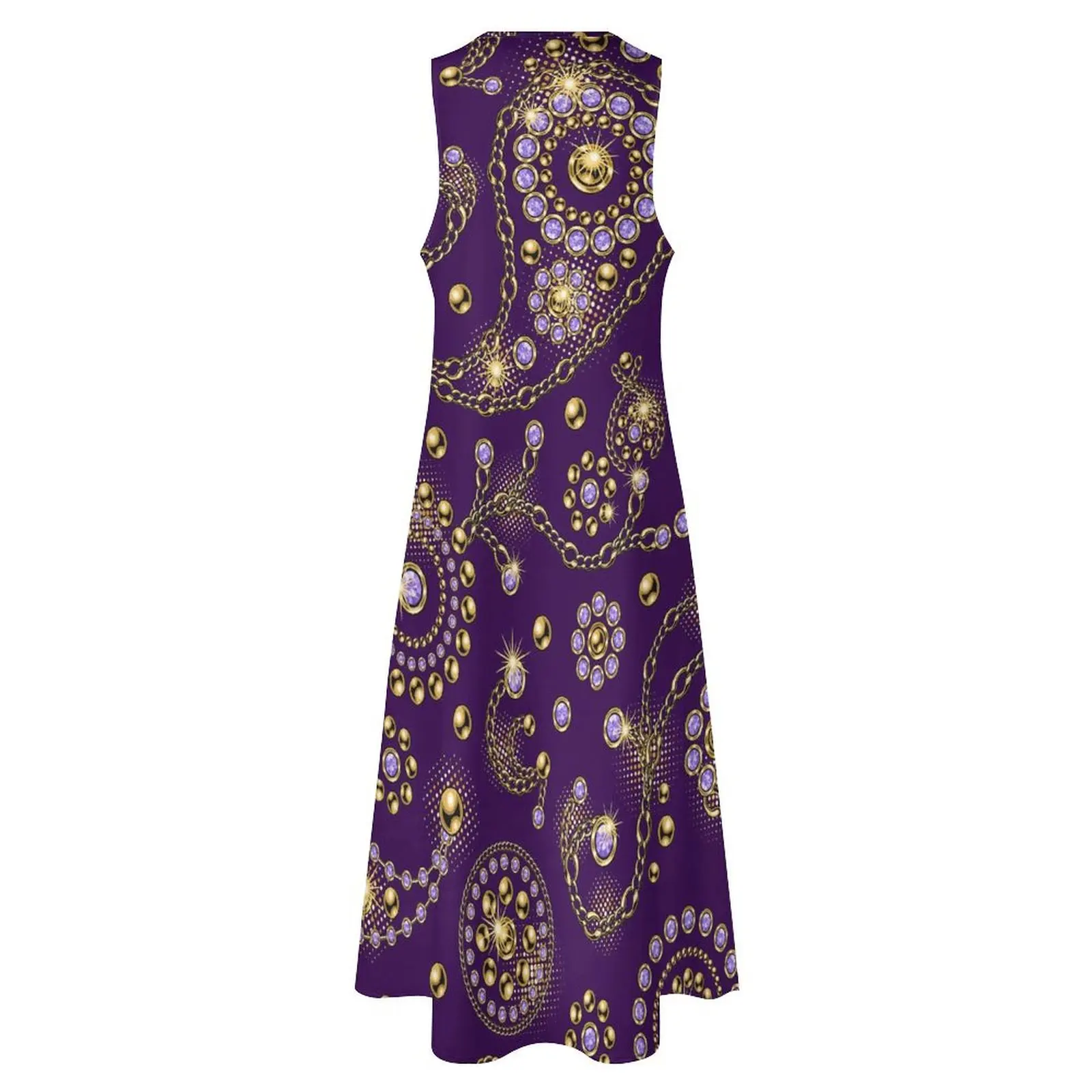 Vestido maxi paisley dourado com estampa de corrente redemoinho, Street Wear, vestidos longos de praia boho, design decote v, boate, verão