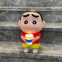 Crayon Shin-Chan Drinking Water Cup 35cm Anime Figure With Light Pvc Model Handmade Cute Doll Ornaments Collectible Birthday Toy