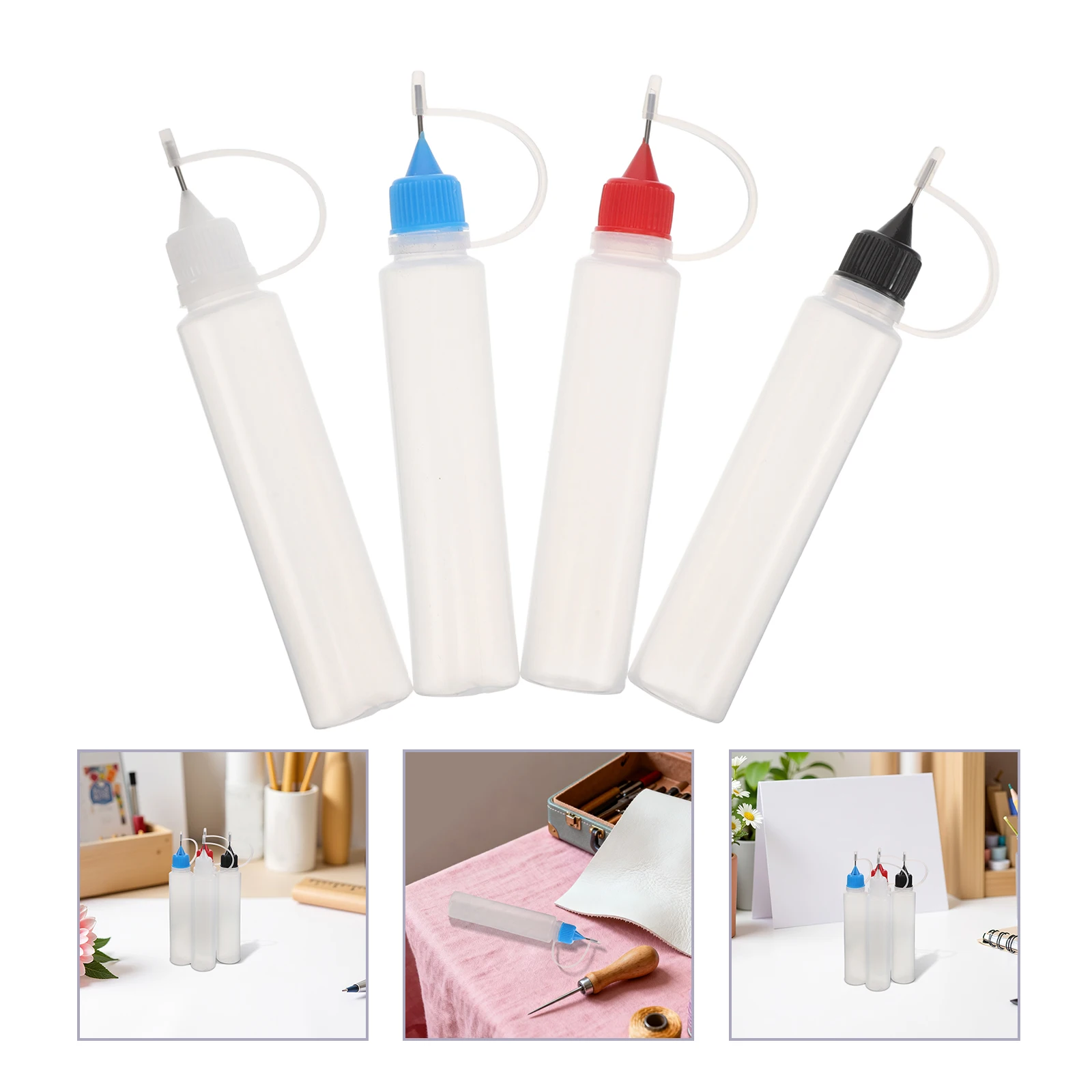 20 Stück Präzisions-Kleberflasche, 30 ml, transparenter Kunststoff-Quetschapplikator mit Nadelspitze zum Quilling, Basteln, Kunstprojekte, Kleber mit feiner Spitze