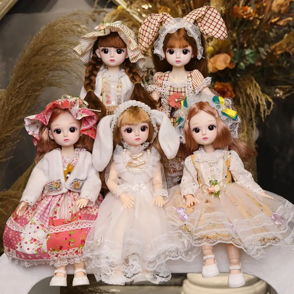 

30CM Cute Movable Joint Doll Girl Dress Up Toys Cute Safety Baby Doll Babies Toddler Beautiful 3D Makeup Doll Princess Toy Gift