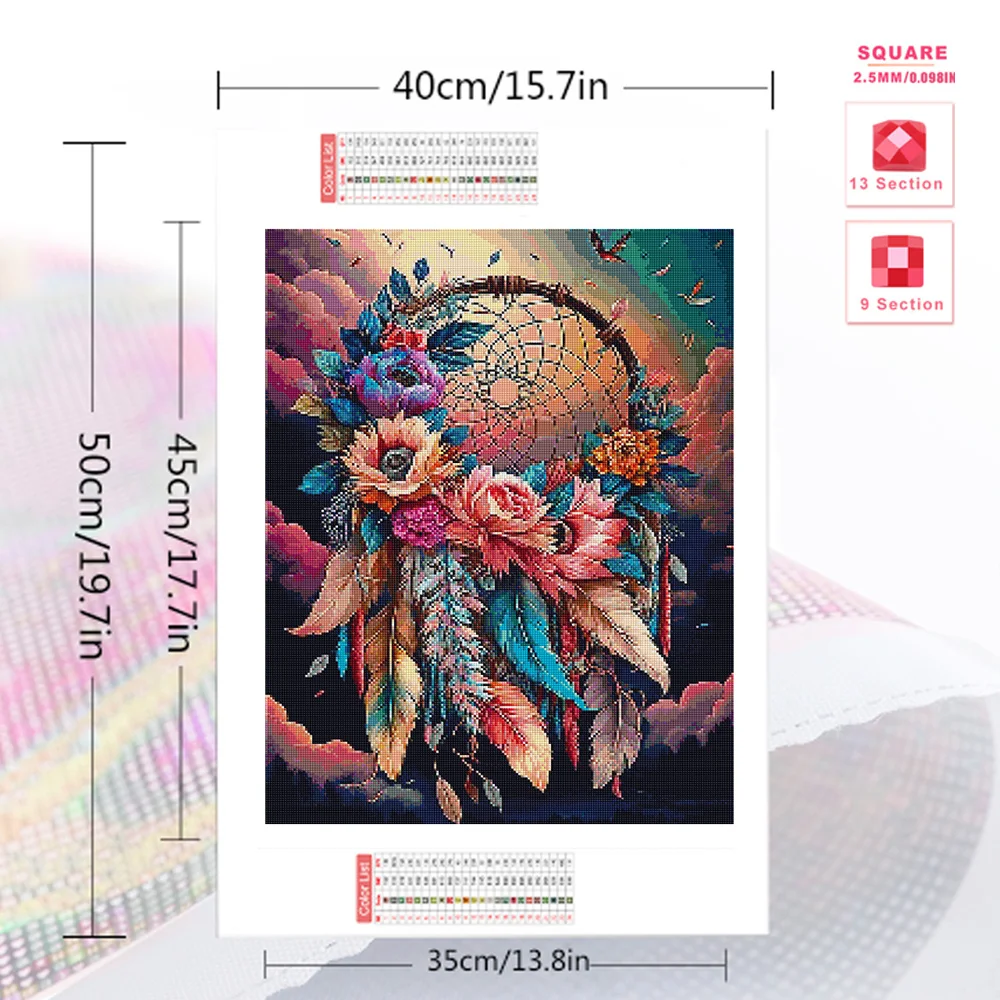 Momoart Diamond Painting Dreamcatcher DIY Full Square Round Embroidery Feather Landscape Home Decor