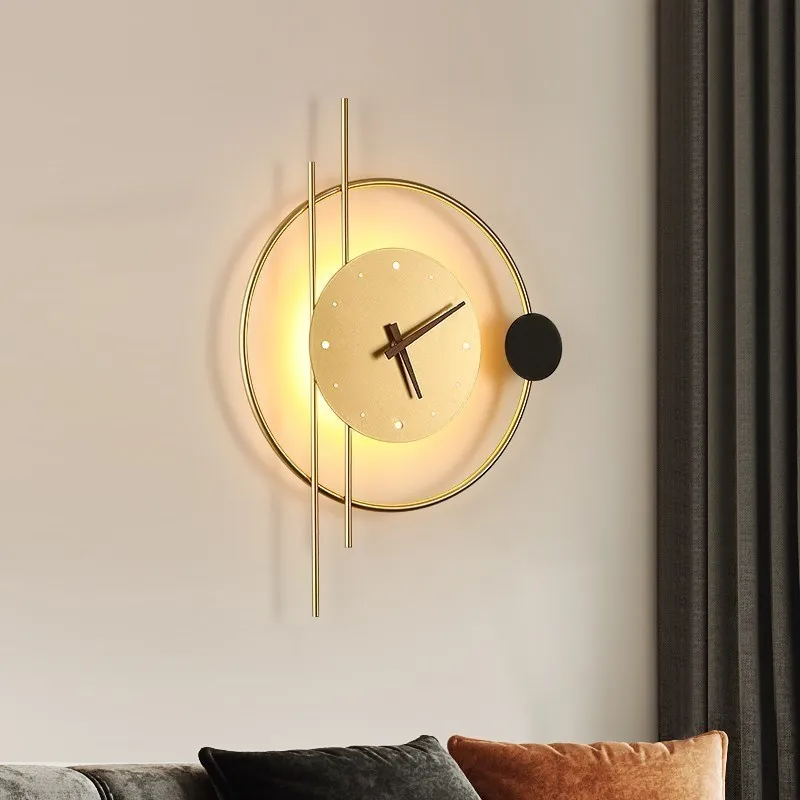 Imagem -03 - Nordic Led Wall Lâmpadas Quiet Art Relógio Design Wall Sconce Creative Corredor Quarto Sala de Fundo Wall Decor Wall Light