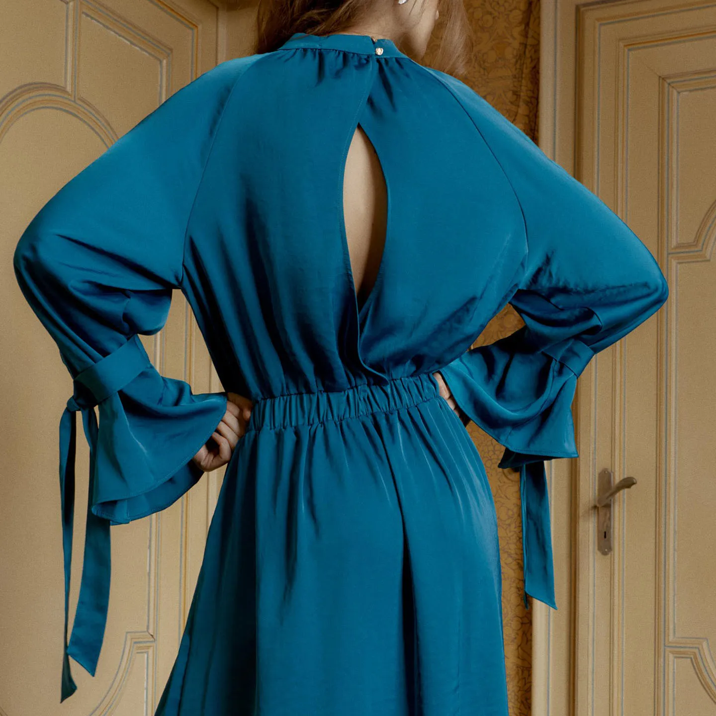 فستان نسائي أنيق من الحرير الساتان من زادايتا، تصميم شخصي، إصدار جديد 2025، بأكمام طويلة، مقاس قياسي، مناسب للارتداء اليومي #1