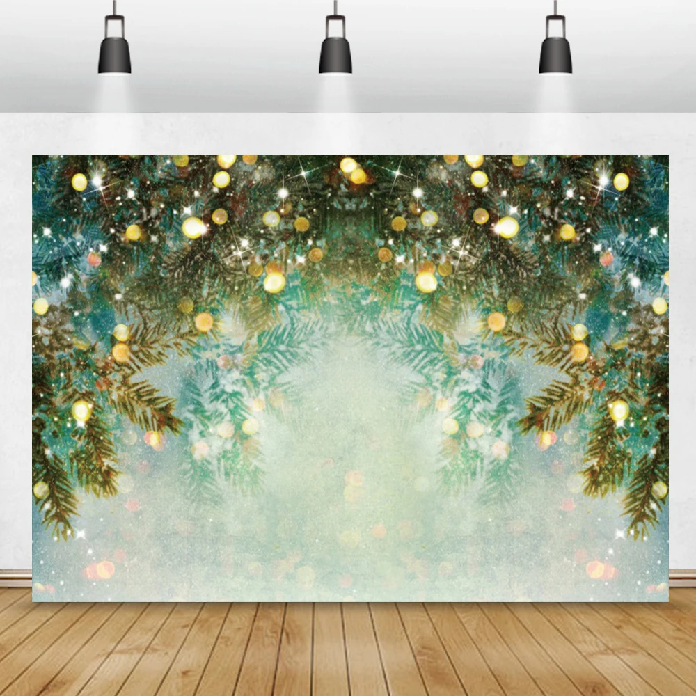 

Winter Fantasy Pine Tree Xmas Tree Glitter Dots Light Bokeh Christmas Party Family Shoot Photo Backdrop Photography Background