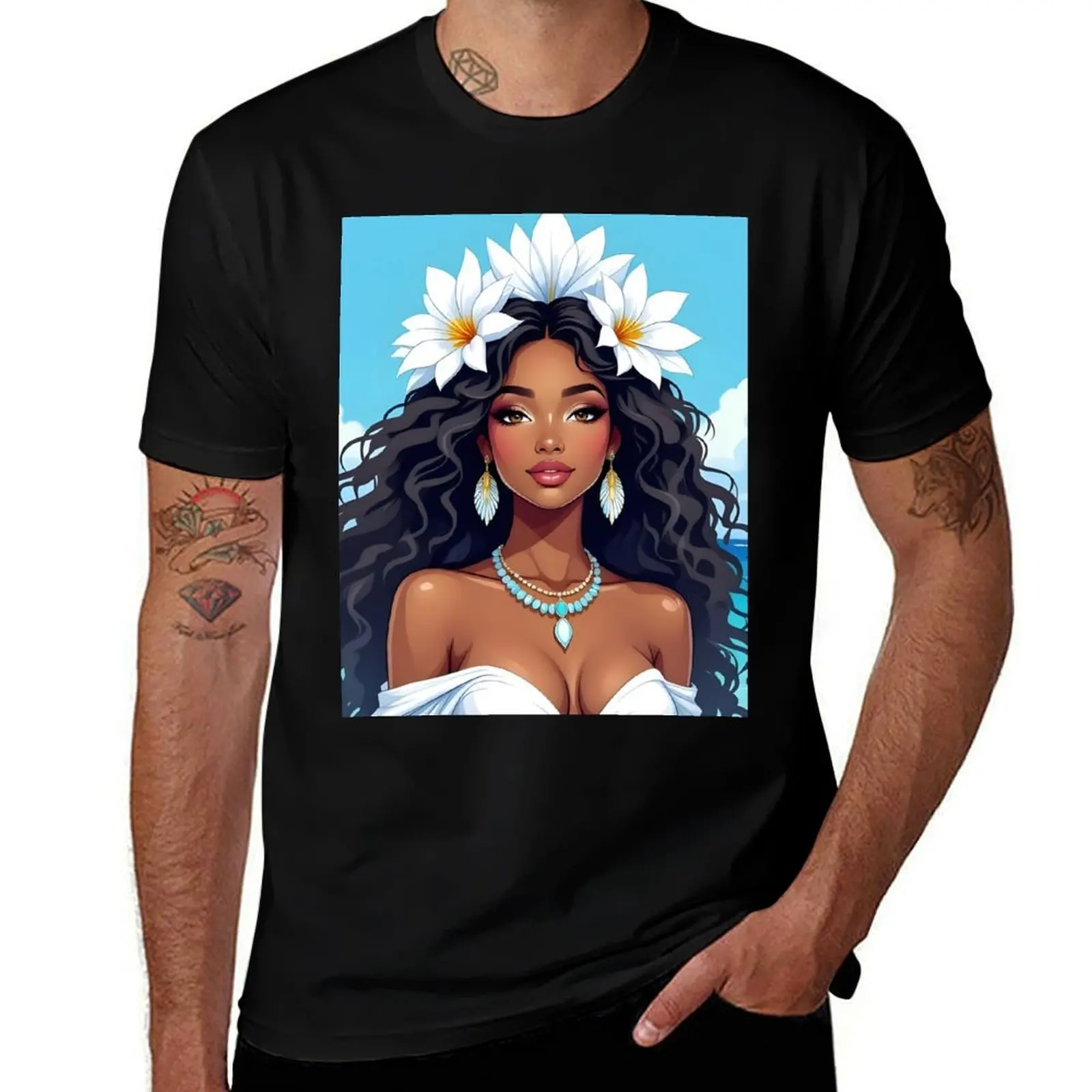 

Goddess Iemanja T-Shirt blue archive gifts for boyfriend blanks topping T-shirt men