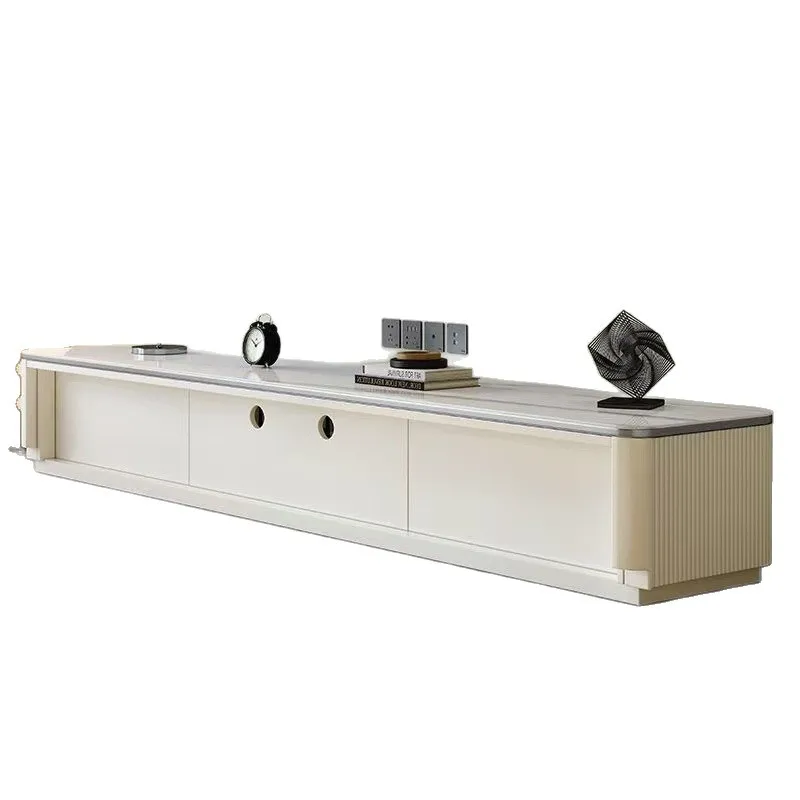 

Modern simple TV cabinet, creamy light luxury TV cabinet solid wood, living room household coffee table