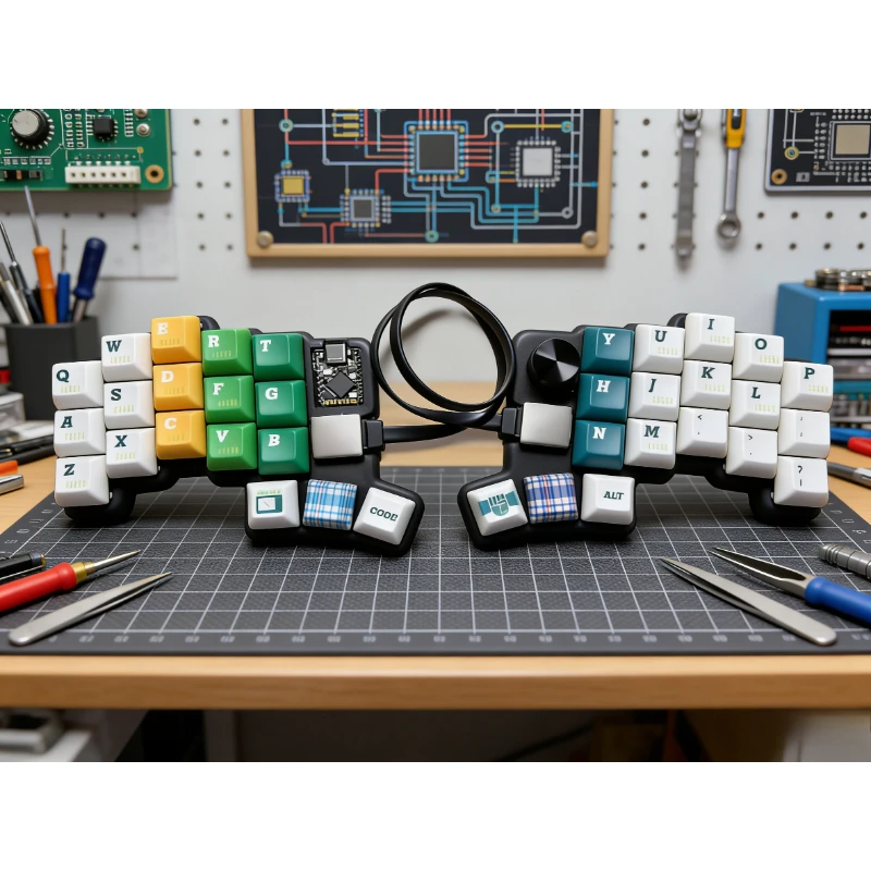 Cheapino V2 Split Keyboard Kit Customized with Ergonomic Hot Swappable Wired Knob Keyboard Supporting VIAL for Office Typing