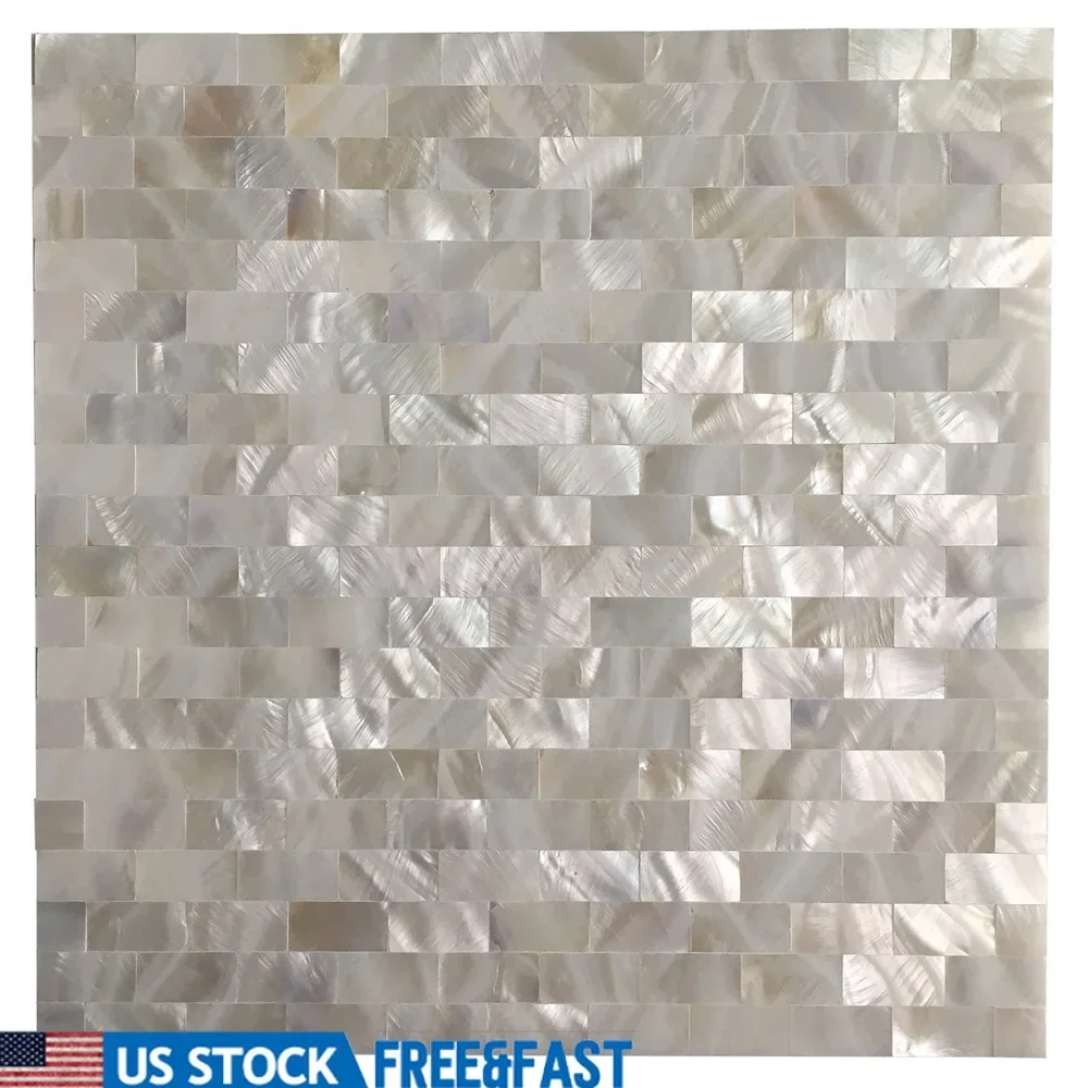 Azulejo de mosaico de nácar de primera calidad, arte de pared ecológico, contra salpicaduras de cocina de concha Natural, paredes decorativas para baño, 12x12 en 1 paquete