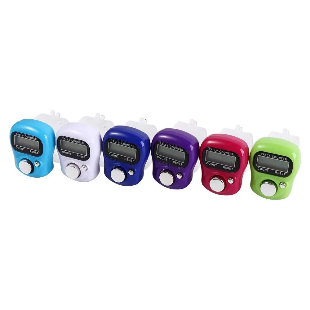 LCD Screen Mini Finger Ring Tally Counter Digital Electronic Knitting Row Counter Hand Held Stroke Counters Scorekeeper