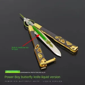 Spielmesser peripherer Schmetterling mit Lederscheide für Jungen, Cosplay -Flüssigkeitspape, periphere, Metallverkleidung, 21 cm 8 Hauptverkaufs -Schmetterlings Borcation - №4