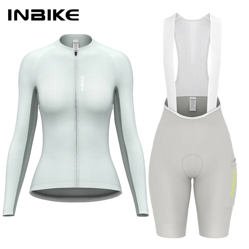 INBIKE Pro Damen Radsport-Set: Atmungsaktiver Langarm-Radtrikot mit Gel-Polsterung und Radhose, Schnelltrocknend