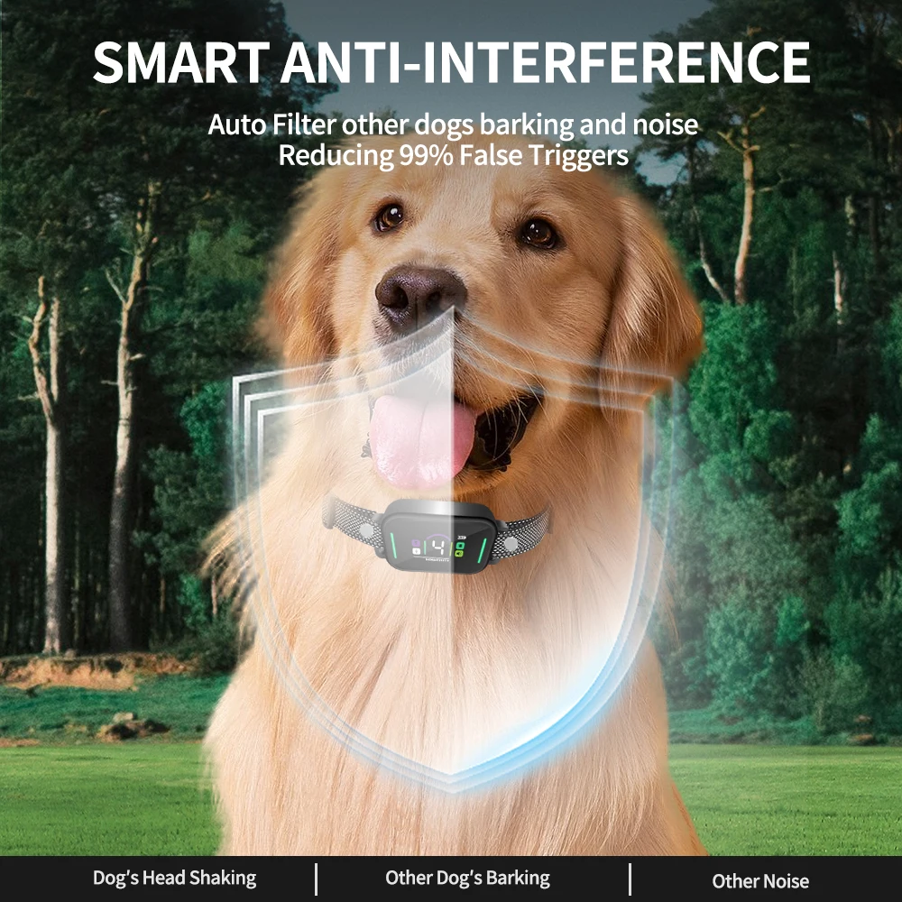 

Ошейник для собак, Ультразвуковой ошейник против лая, ошейник с 8 регулируемой чувствительностью, Ультразвуковой вибрационный удар, Smart No