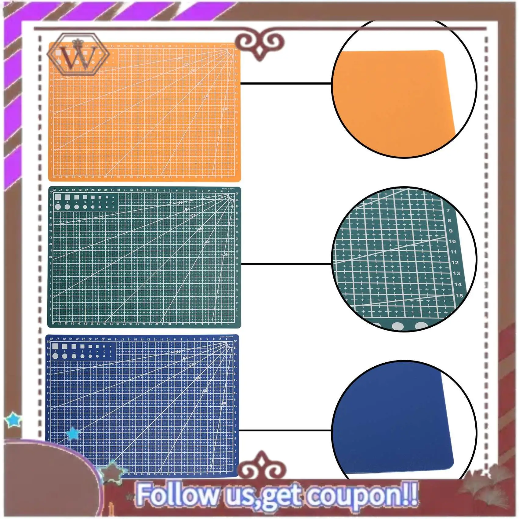 ABBG-3Pcs A4 قطع حصيرة وسادة خليط قطع الوسادة أدوات خليط لتقوم بها بنفسك أداة قطع المجلس على الوجهين الذاتي شفاء قطع الوسادة