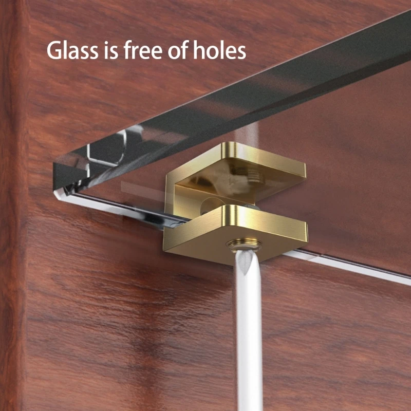 

2pack Adjustable Copper Glass Clamps Heavy Type Cabinet Supports Hardware D2RD