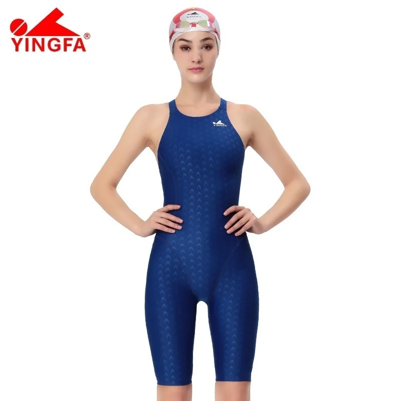 YINGFA 925 FINA Sharkskin One Piece Swimsuit Knee Length Racing Swimsuit Female Swimming Women Professional Sporty Swimwear