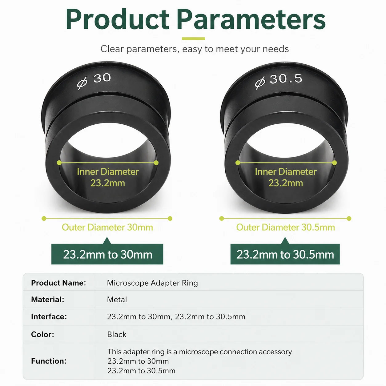 23.2mm to 30mm 30.5mm Electronic Eyepiece Camera Accessories Conversion Adaptor Tube Biological Microscope Adapter Ring
