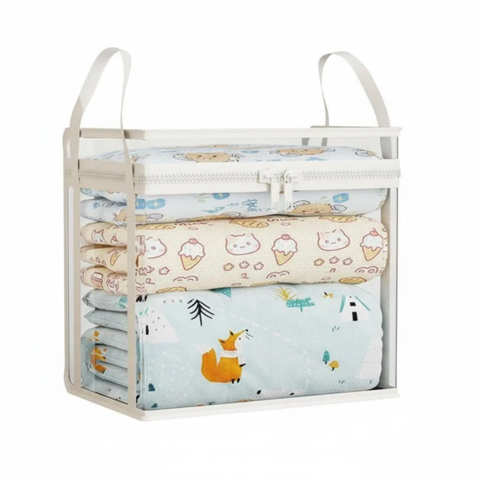 

foldable Frontentry Container with casters Large Capacity Household Storage Transparent panels fastening Doors for Playroom