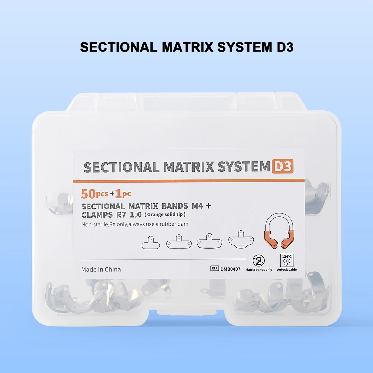 AZDENT Dental-Sektionsmatrixsystem, konturierte 50-teilige Matrixbänder M4, universeller Klemmring R7, NiTi D3 Set für Zahnmedizin – Detail 1