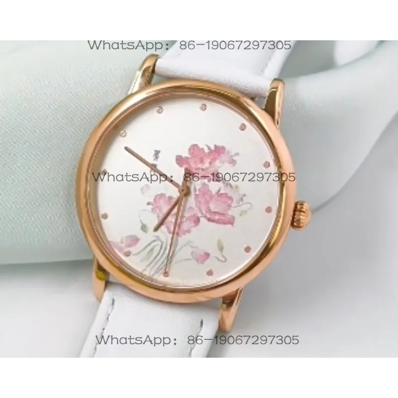 Round Quartz Watch, Pink Custom Gift for Girls