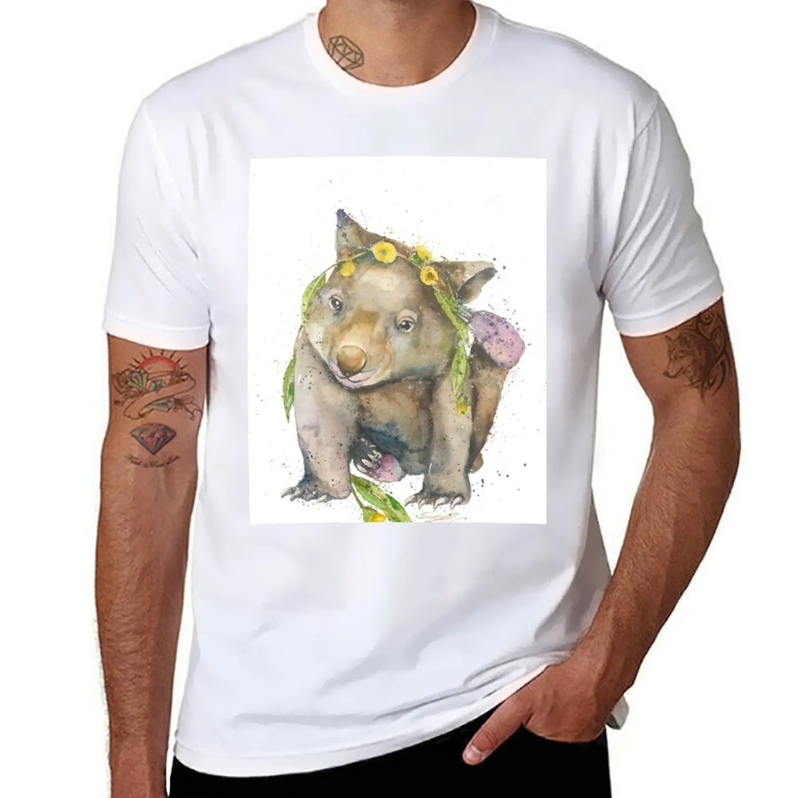 

Australian Wombat with Eucalyptus Wreath T-Shirt sports fans Louboutins T-shirts oversize oversized t shirt men