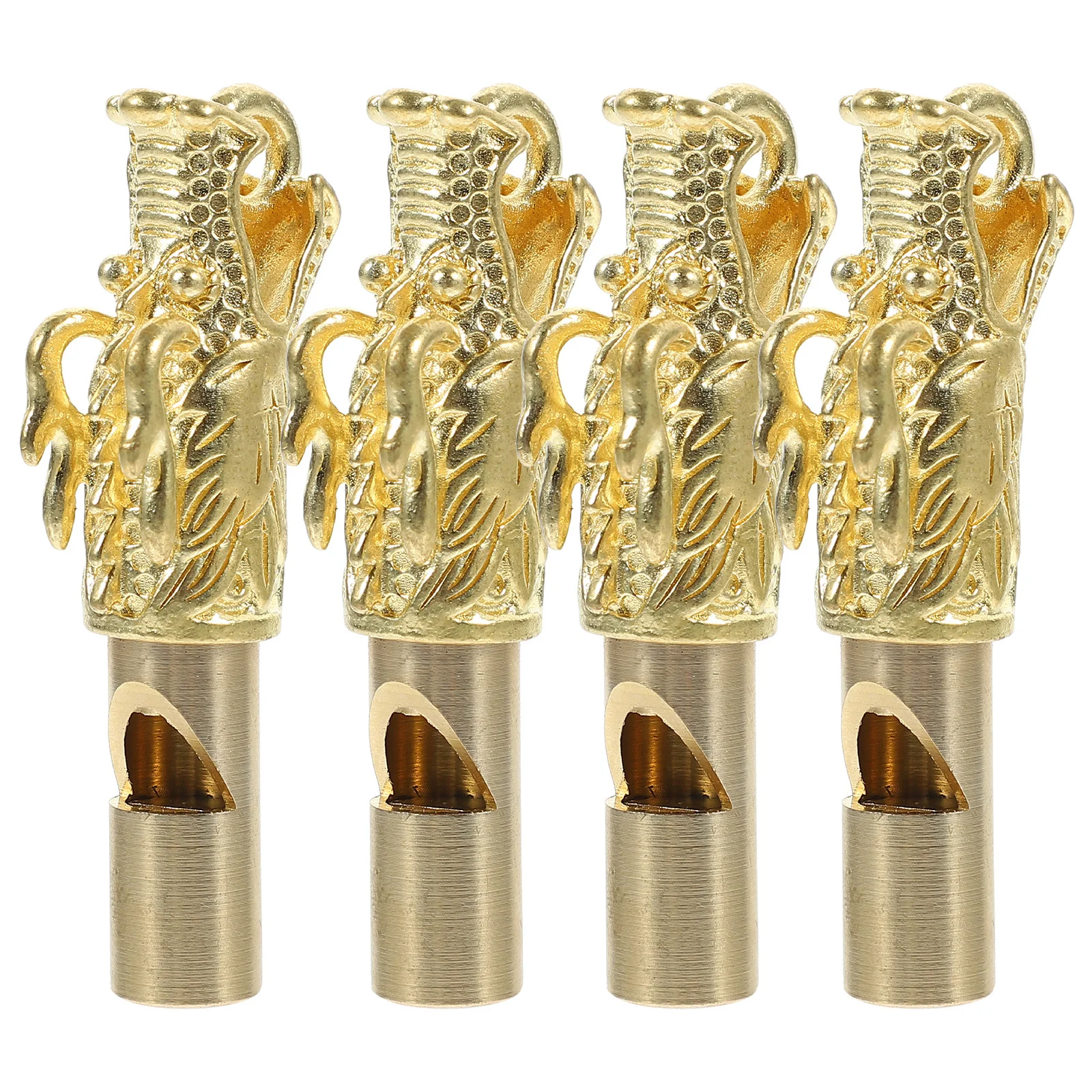 Sifflet en laiton avec tête d'animal, pendentif Portable, sifflet de sécurité de survie d'urgence, Camping en plein air, randonnée, sifflet en métal fort, 4 pièces