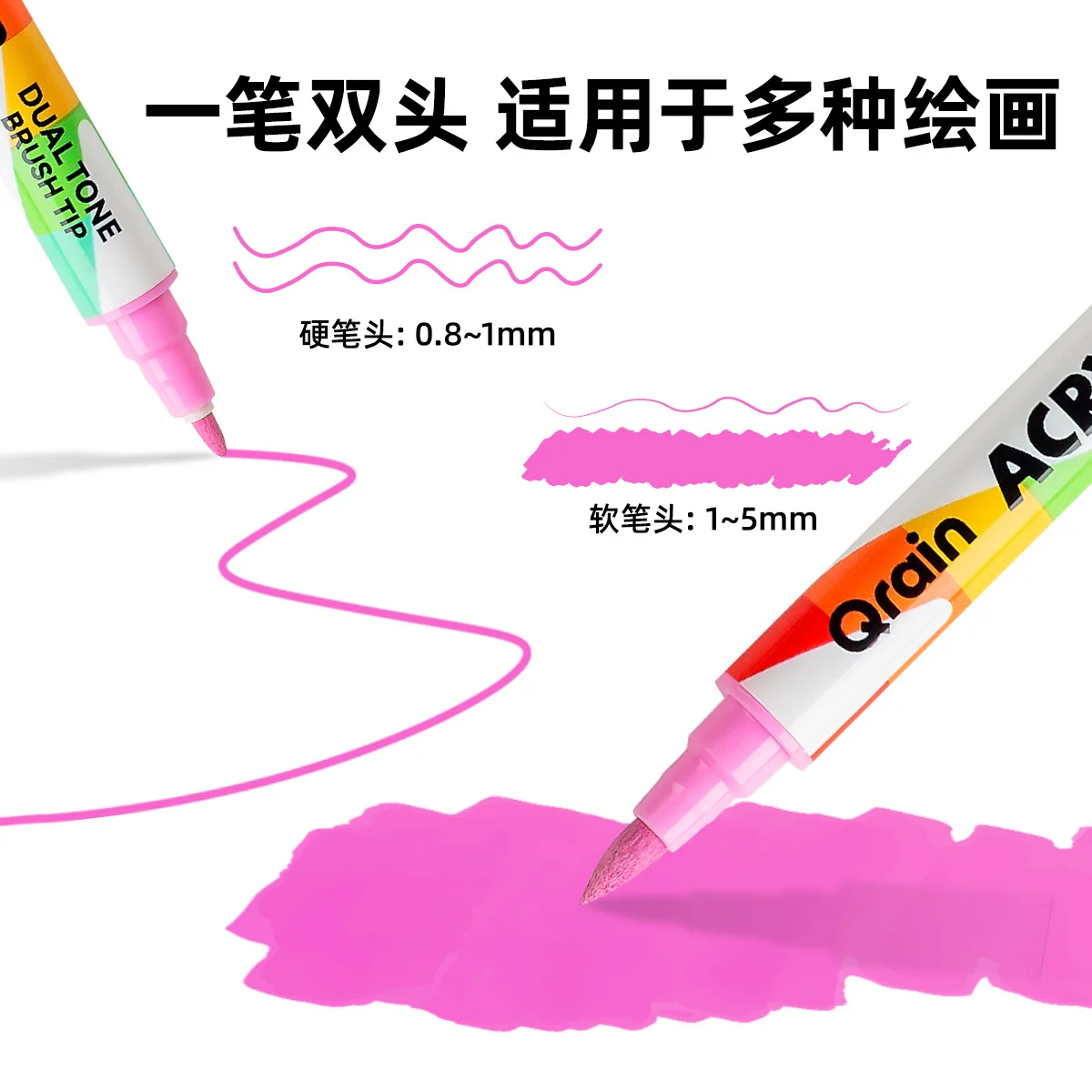 Qrain 168 colors Dual Tip Acrylic Brush Markers Set , Student Painting Hand Drawing Art Markers Waterproof Graffiti Marker Pens