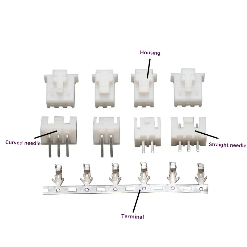 50Pcs XHB2.54 Connector with Buckle 2/3/4/5/6/7/8/9/10 Pin 2.54mm Socket Straight/Curved needle Pin Header Terminal Connecto