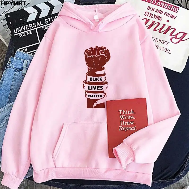 Women's Hoody Spring and Autumn Black Lives Matter Print Leisure Pocket hoodie Sweatshirt Women's Hoodies Sweatshirt Tops Female