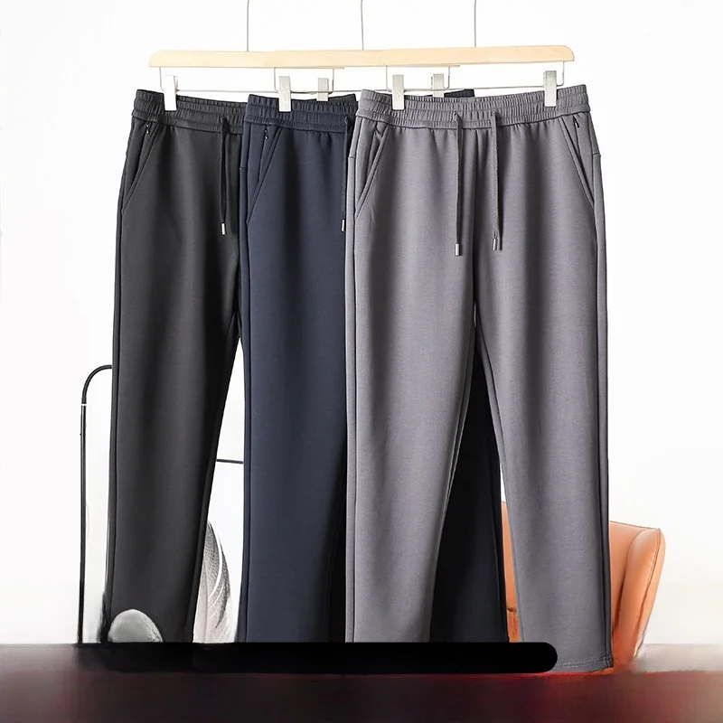 

Men's Air Layer Fabric Elastic Waist Straight Leg Elastic Sweatpants Breathable Comfortable Casual Pants mid Waist Fit