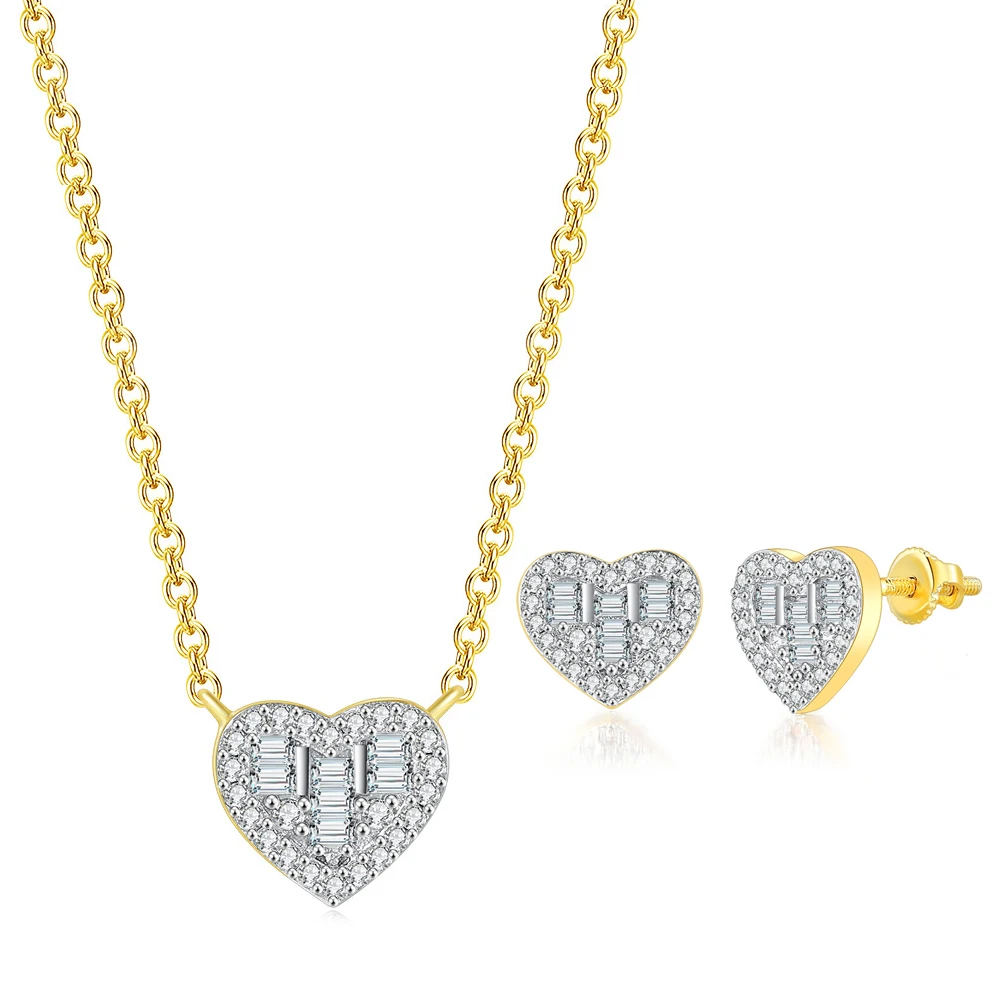 Luxury Quality Jewelry Sets for Women Heart Zirconia Necklace Earrings 2024 Trend New Bride Wedding Female Set Accessories S570