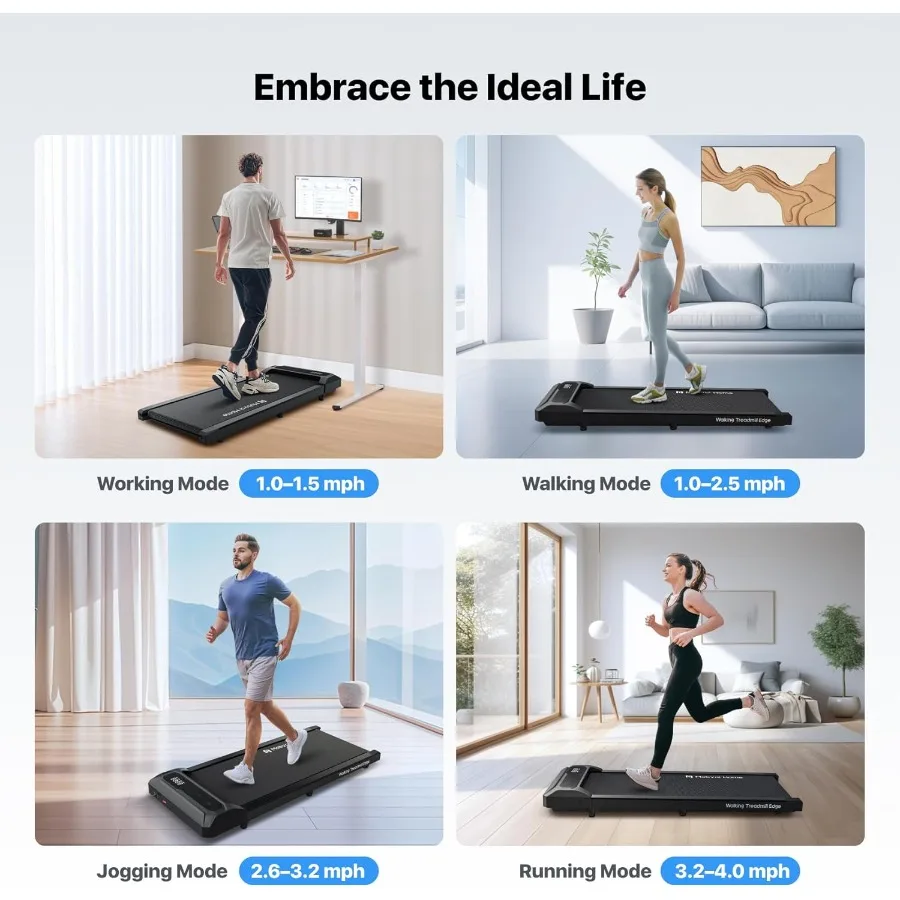 جهاز مشي مدمج محمول تحت المكتب للاستخدام في المكاتب المنزلية مع تقنية الذكاء الاصطناعي الذكية وجهاز التحكم عن بعد يدعم ما يصل إلى 265 رطلًا #2