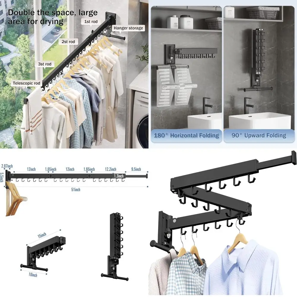 

Foldable Wall-Mounted Laundry Drying Rack for Space-Saving Storage and Organization
