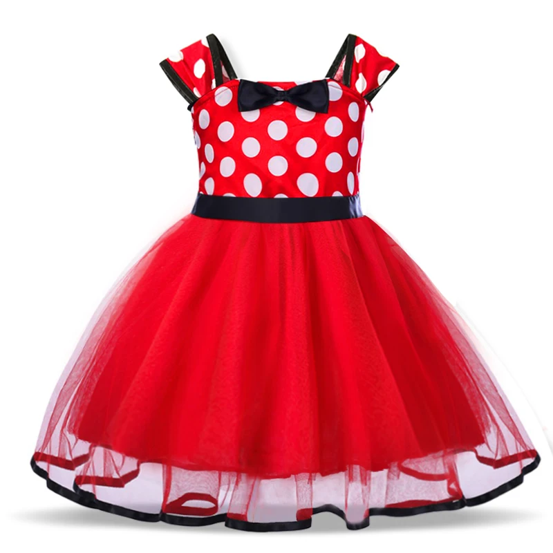 Baby Girls Dress Minni Mouse Polka Dot Princess Dress Halloween Cosplay Costume for Toddler Kids Christmas New Year Clothes