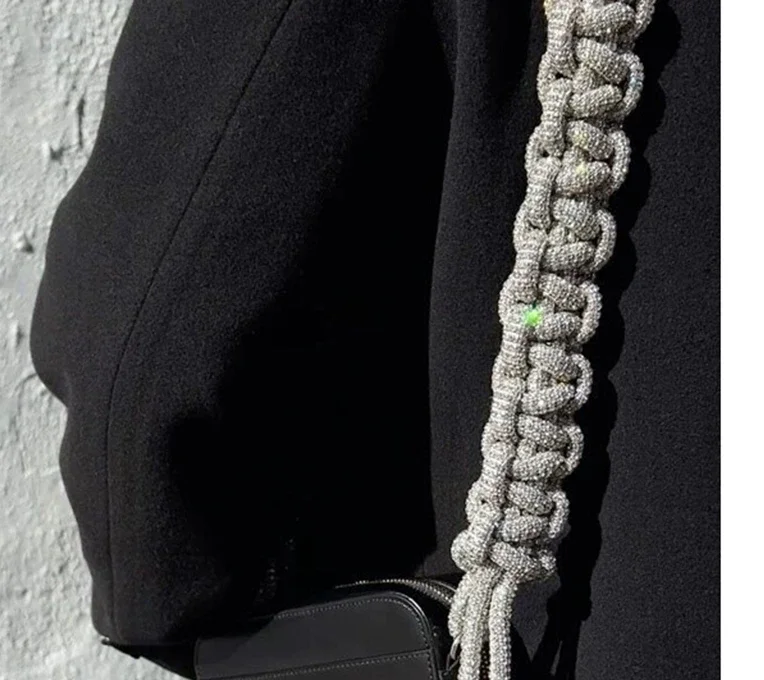Dikke Strass Kristallen Ketting Tas Riem Van Toepassing Op Vrouw Tassen Handgemaakte Pasta Geweven Diamant Handtassen Schouderband Accessoires