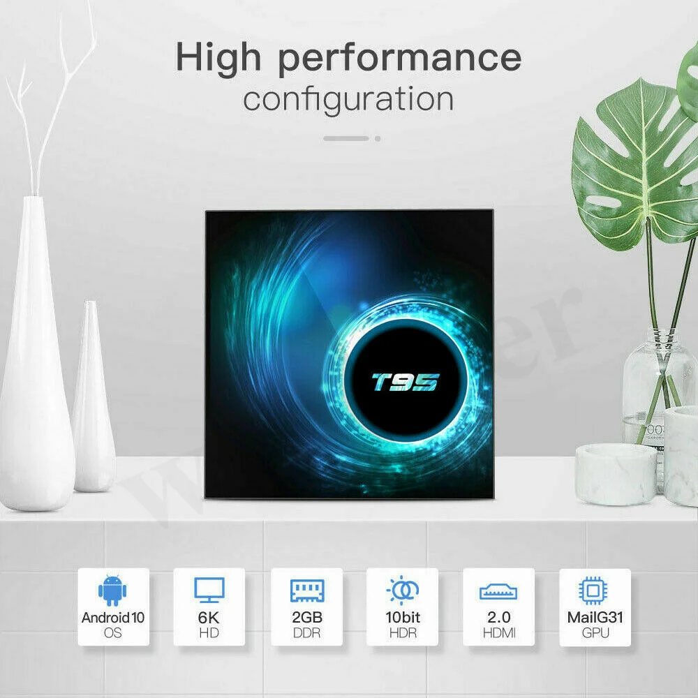 2021 neue T95 Smart Tv Box Android 10 6K 2,4g & 5g Wifi Bluetooth 128gb 3D stimme 64g Quad Core Set-Top Box HD Media Stream Player