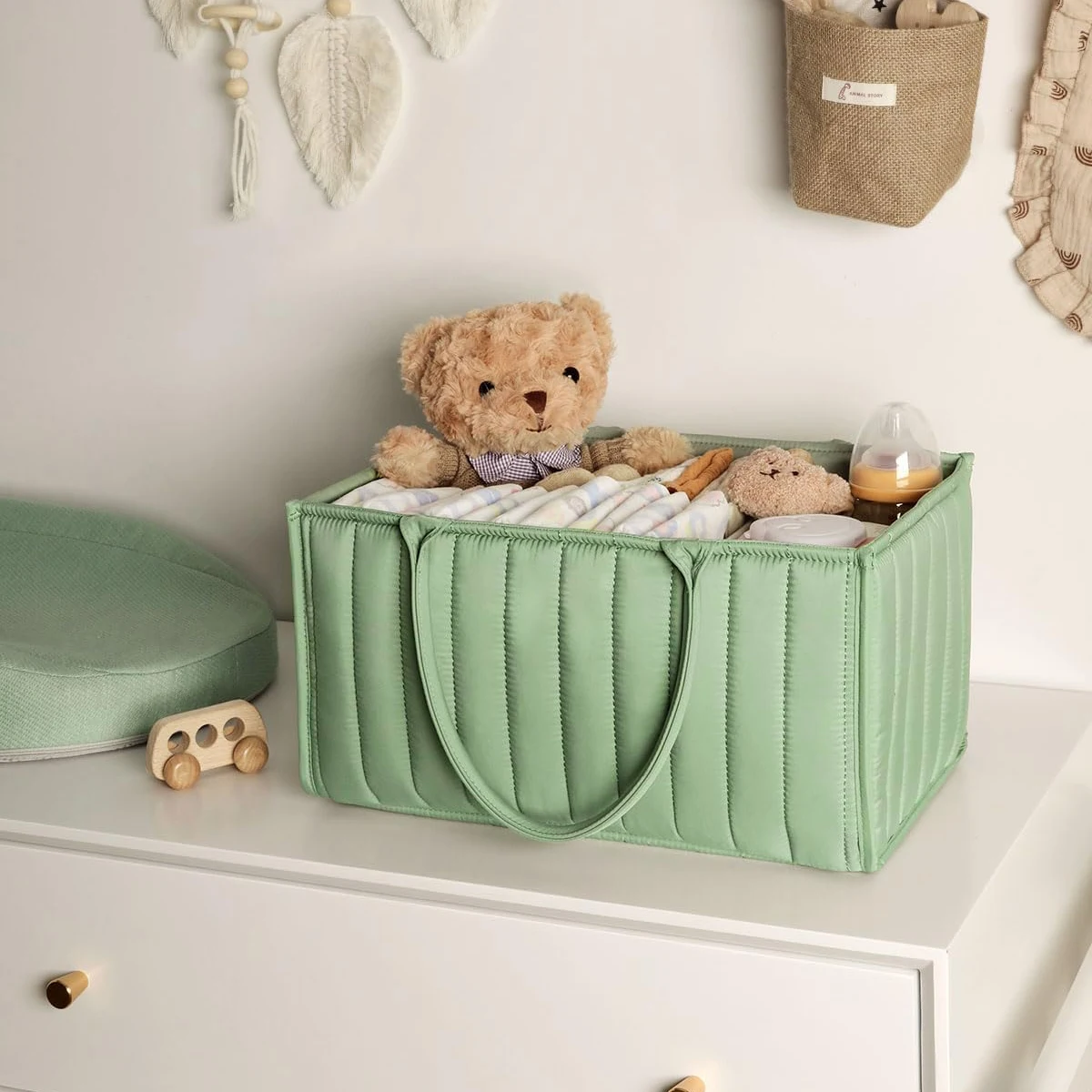 Baby Diaper Caddy Organizer, Stylish Nursery Storage Basket, Baby Registry Must Have, Newborn Essentials for Diaper Station