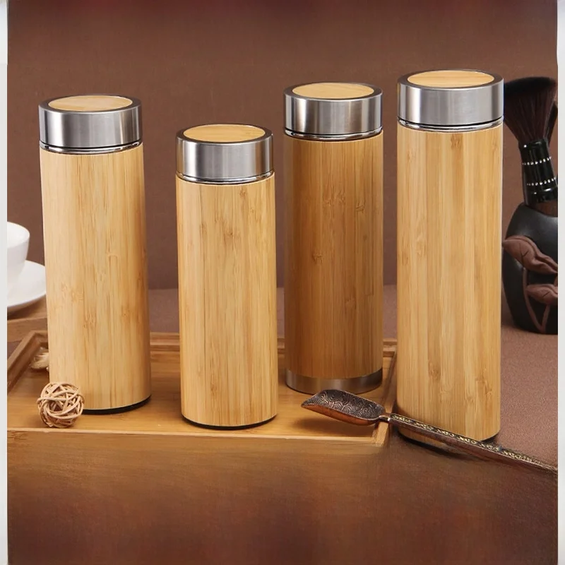 Large Capacity Stainless Steel Bamboo  Tea Water Cup High Aesthetic Value Insulated Mug Durable Beverage Container