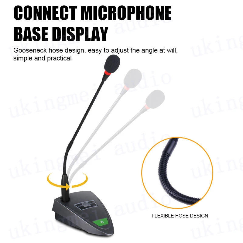 ميكروفون المؤتمر العالمي Gooseneck إلغاء الضوضاء مكثف Gooseneck الصوت بودكاست استوديو ميكروفون للقاعدة وخلاط