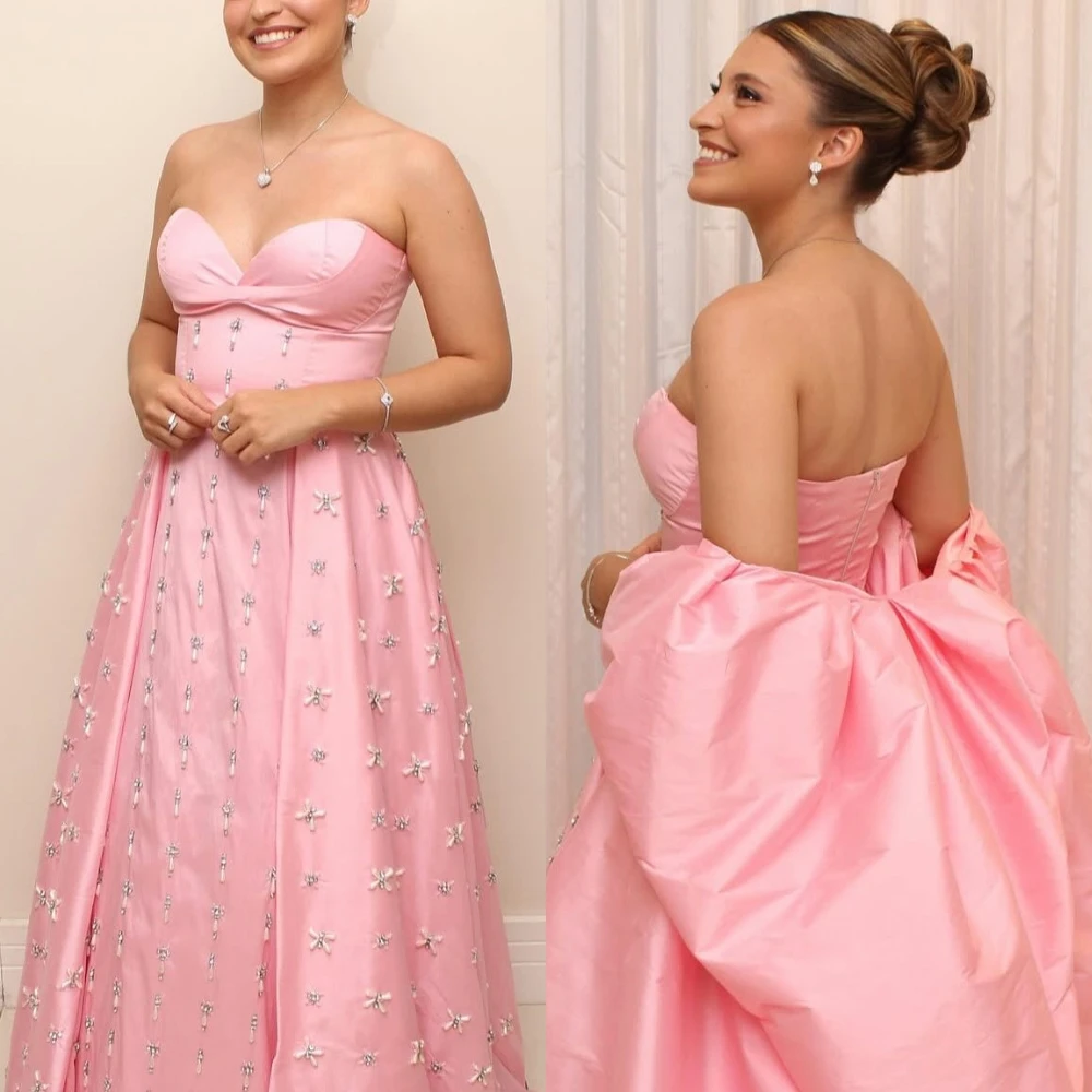 فستان سهرة على شكل قلب عالي الجودة مخصص، فستان كوكتيل كلاسيكي من الساتان، فساتين مناسبة خاصة من الكريستال بدون أكمام #3