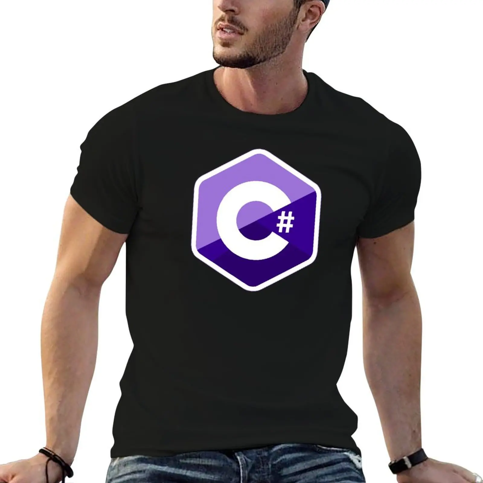 

c # c sharp purple T-Shirt man t shirt heavy cotton t shirt man casual T-Shirt