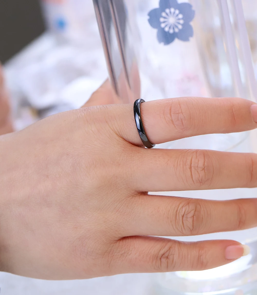 New Fashion High Quality Smooth Ceramic Ring Light White Black Blue Pink For Women Modern Wedding Ring Jewelry Wholesale