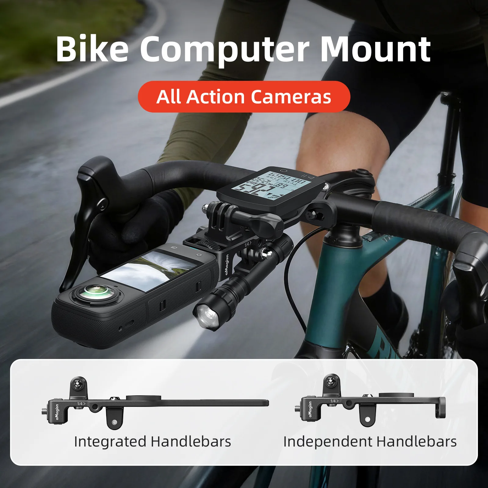 

Extended Out-Front Mount Bike Handlebar Bracket Bike Speedometer Bracket for Insta360 DJI GoPro Cycling Camera Accessories