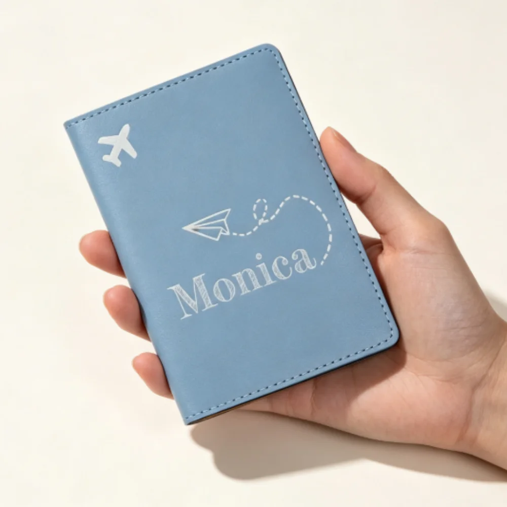 Monogrammed Custom Name Passport Cover Holder, Engraved Passport Wallet, Wedding Bridesmaid Groomsman Travel Gift