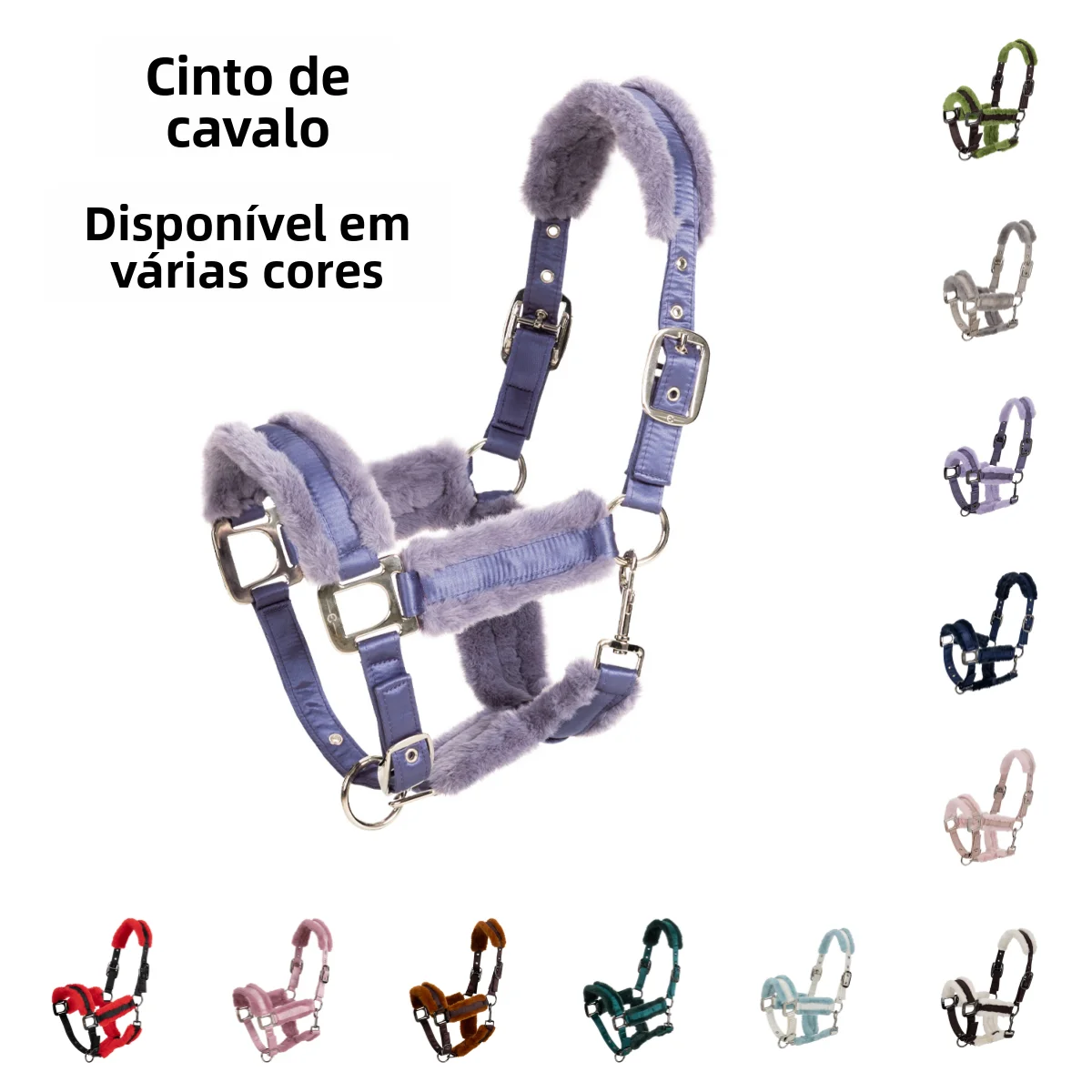 thickened-soft-plush-bit-tack-training-headstall-adjustable-leash-protection-equipment-multi-color-options